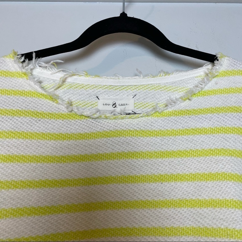 Lou&Grey White & YellowGreen Striped Waffle Knit Top - Picture 4 of 10